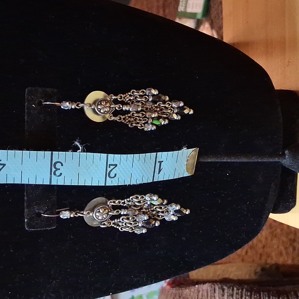 Silver and Black Chandelier Earrings Hematite Accents